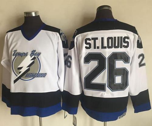 Lightning #26 Martin St. Louis White CCM Throwback Stitched NHL Jersey